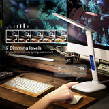LED Panel Desk Lamp with LCD Display and USB Charging Port