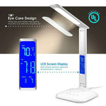 LED Panel Desk Lamp with LCD Display and USB Charging Port