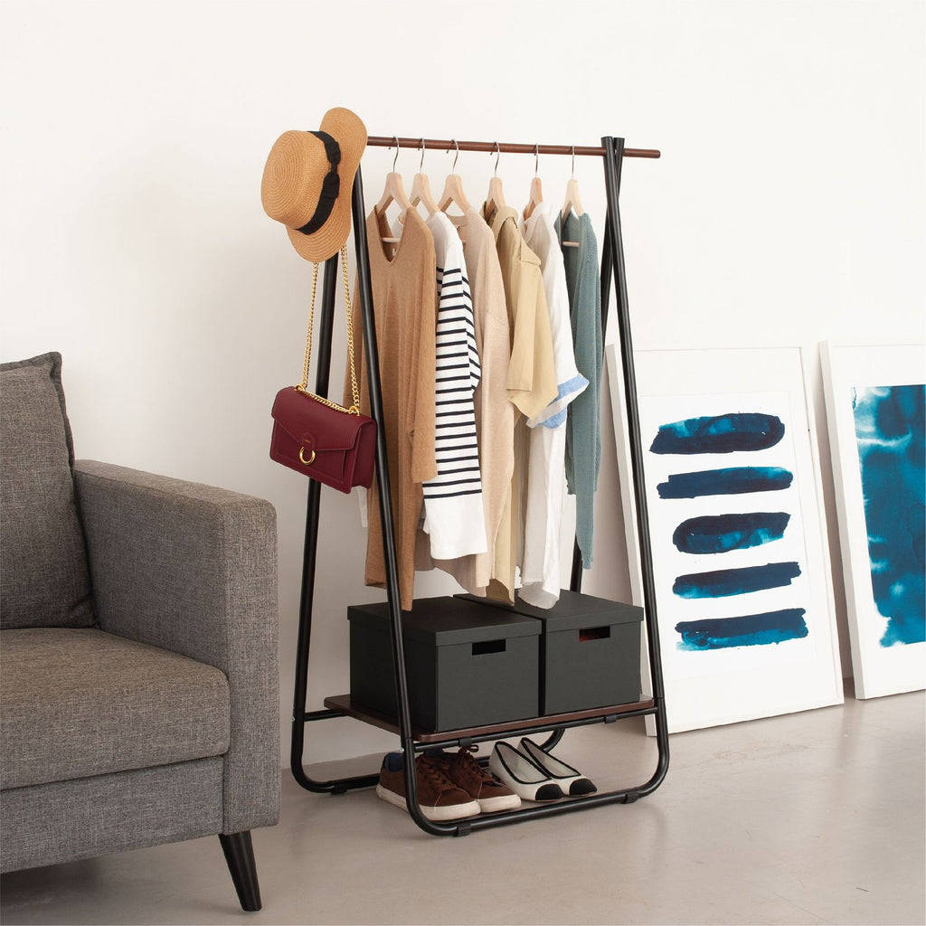Garment Rack with Wood Storage Shelf – INNOKA