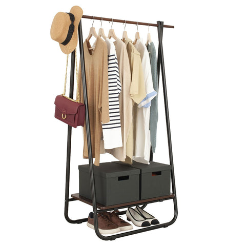 Garment Rack with Wood Storage Shelf