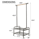 Garment Rack on Wheels with 2 Tier Storage Shelves