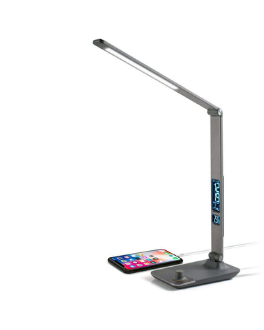 Aluminum LED Desk Lamp w/Display - Gray